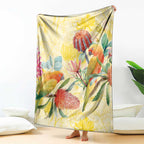 Birds and Floral Aussie Lorikeet Blanket Pastel Yellow - Aussie Hoodie