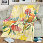 Birds and Floral Aussie Lorikeet Blanket Pastel Yellow - Aussie Hoodie