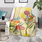 Birds and Floral Aussie Lorikeet Blanket Pastel Yellow - Aussie Hoodie