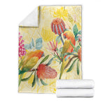 Birds and Floral Aussie Lorikeet Blanket Pastel Yellow - Aussie Hoodie