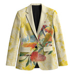 Birds and Floral Aussie Lorikeet Blazer Pastel Yellow - Aussie Hoodie