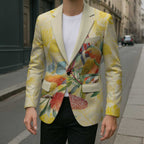 Birds and Floral Aussie Lorikeet Blazer Pastel Yellow - Aussie Hoodie