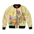 Birds and Floral Aussie Lorikeet Bomber Jacket Pastel Yellow - Aussie Hoodie