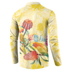 Birds and Floral Aussie Lorikeet Button Sweatshirt Pastel Yellow - Aussie Hoodie