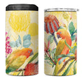 Birds and Floral Aussie Lorikeet 4 in 1 Can Cooler Tumbler Pastel Yellow - Aussie Hoodie