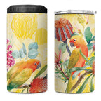 Birds and Floral Aussie Lorikeet 4 in 1 Can Cooler Tumbler Pastel Yellow - Aussie Hoodie