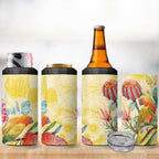Birds and Floral Aussie Lorikeet 4 in 1 Can Cooler Tumbler Pastel Yellow - Aussie Hoodie