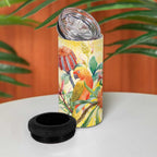 Birds and Floral Aussie Lorikeet 4 in 1 Can Cooler Tumbler Pastel Yellow - Aussie Hoodie