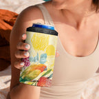 Birds and Floral Aussie Lorikeet 4 in 1 Can Cooler Tumbler Pastel Yellow - Aussie Hoodie