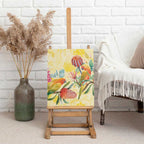 Birds and Floral Aussie Lorikeet Canvas Wall Art Pastel Yellow - Aussie Hoodie