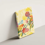 Birds and Floral Aussie Lorikeet Canvas Wall Art Pastel Yellow - Aussie Hoodie