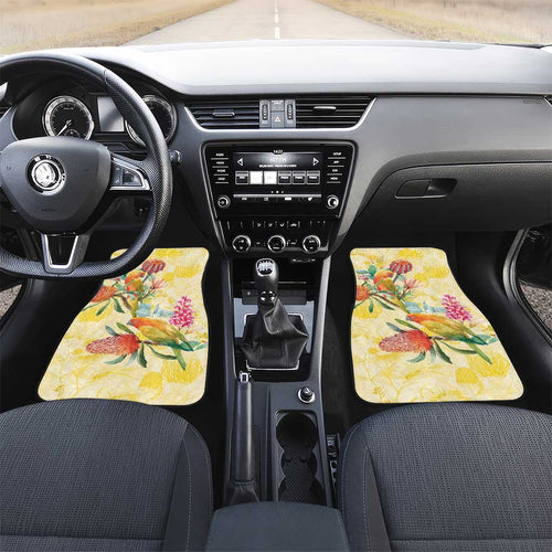 Birds and Floral Aussie Lorikeet Car Mats Pastel Yellow - Aussie Hoodie