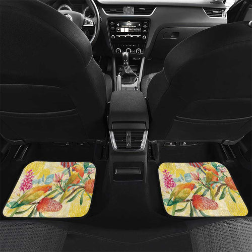 Birds and Floral Aussie Lorikeet Car Mats Pastel Yellow - Aussie Hoodie