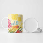 Birds and Floral Aussie Lorikeet Ceramic Mug Pastel Yellow - Aussie Hoodie
