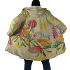 Birds and Floral Aussie Lorikeet Cloak Pastel Yellow - Aussie Hoodie