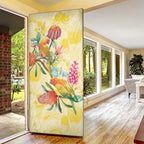 Birds and Floral Aussie Lorikeet Door Cover Pastel Yellow - Aussie Hoodie