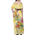 Birds and Floral Aussie Lorikeet Family Matching Off Shoulder Maxi Dress and Hawaiian Shirt Pastel Yellow - Aussie Hoodie