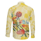Birds and Floral Aussie Lorikeet Family Matching Off Shoulder Short Dress and Hawaiian Shirt Pastel Yellow - Aussie Hoodie