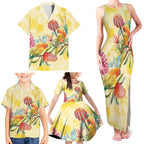 Birds and Floral Aussie Lorikeet Family Matching Tank Maxi Dress and Hawaiian Shirt Pastel Yellow - Aussie Hoodie