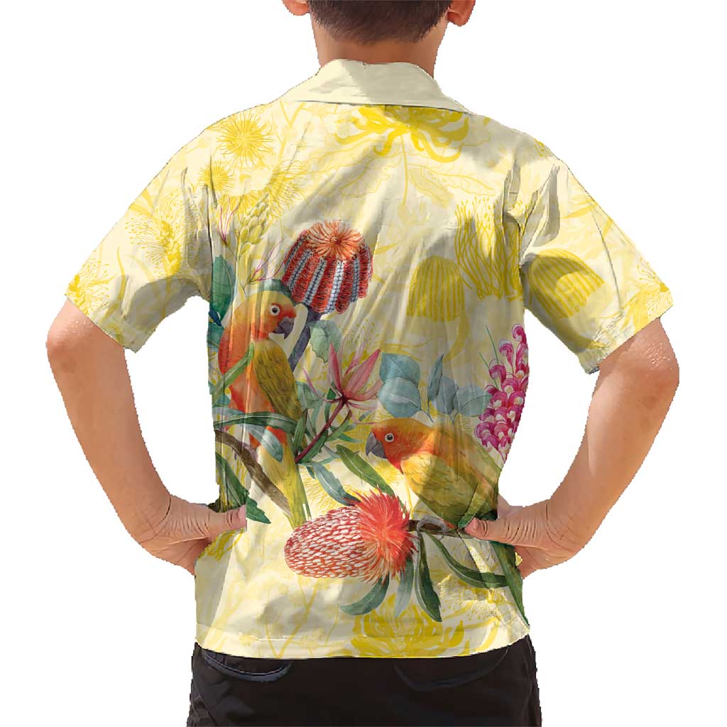 Birds and Floral Aussie Lorikeet Family Matching Tank Maxi Dress and Hawaiian Shirt Pastel Yellow - Aussie Hoodie