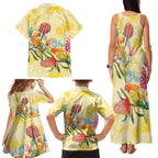 Birds and Floral Aussie Lorikeet Family Matching Tank Maxi Dress and Hawaiian Shirt Pastel Yellow - Aussie Hoodie