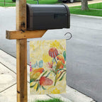 Birds and Floral Aussie Lorikeet Garden Flag Pastel Yellow - Aussie Hoodie