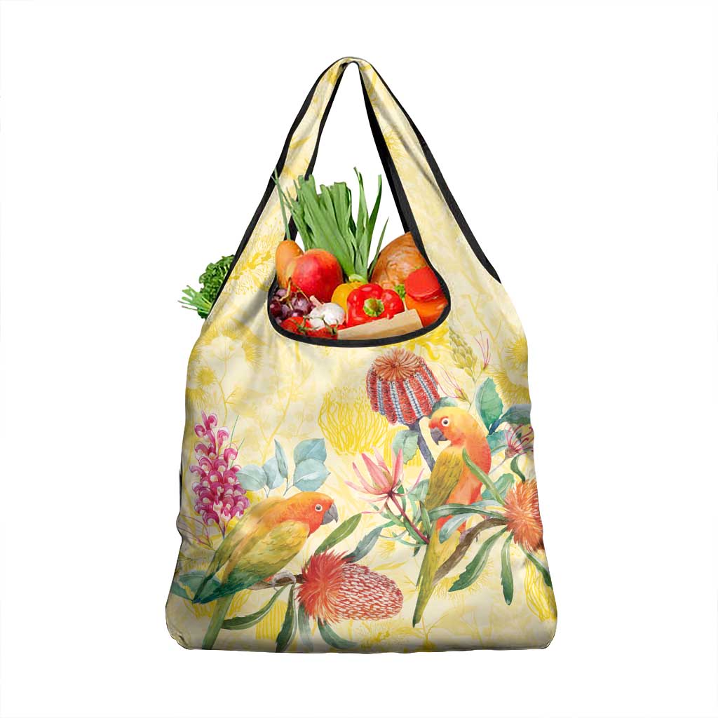 Birds and Floral Aussie Lorikeet Grocery Bag Pastel Yellow - Aussie Hoodie