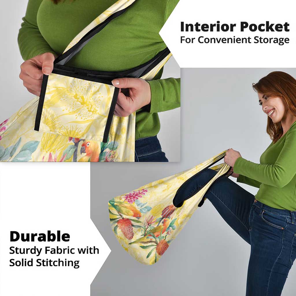 Birds and Floral Aussie Lorikeet Grocery Bag Pastel Yellow - Aussie Hoodie
