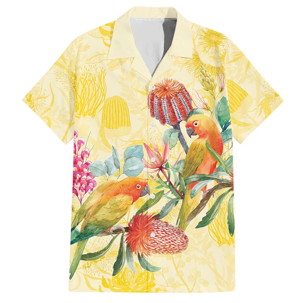 Birds and Floral Aussie Lorikeet Hawaiian Shirt Pastel Yellow - Aussie Hoodie