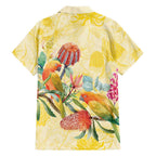 Birds and Floral Aussie Lorikeet Hawaiian Shirt Pastel Yellow - Aussie Hoodie