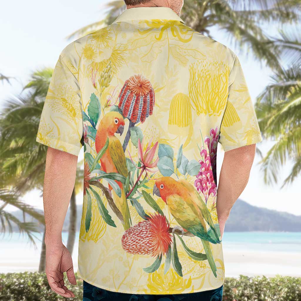 Birds and Floral Aussie Lorikeet Hawaiian Shirt Pastel Yellow - Aussie Hoodie