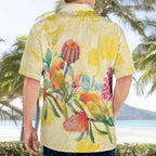 Birds and Floral Aussie Lorikeet Hawaiian Shirt Pastel Yellow - Aussie Hoodie