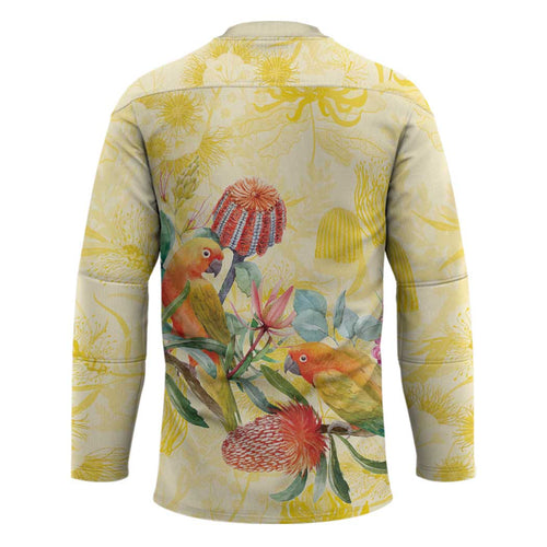 Birds and Floral Aussie Lorikeet Hockey Jersey Pastel Yellow - Aussie Hoodie