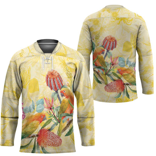 Birds and Floral Aussie Lorikeet Hockey Jersey Pastel Yellow - Aussie Hoodie