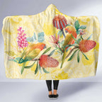 Birds and Floral Aussie Lorikeet Hooded Blanket Pastel Yellow - Aussie Hoodie