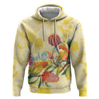 Birds and Floral Aussie Lorikeet Hoodie Pastel Yellow - Aussie Hoodie