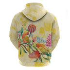 Birds and Floral Aussie Lorikeet Hoodie Pastel Yellow - Aussie Hoodie