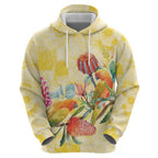 Birds and Floral Aussie Lorikeet Hoodie Pastel Yellow - Aussie Hoodie