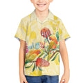 Birds and Floral Aussie Lorikeet Kid Hawaiian Shirt Pastel Yellow - Aussie Hoodie