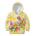 Birds and Floral Aussie Lorikeet Kid Hoodie Pastel Yellow - Aussie Hoodie