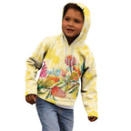 Birds and Floral Aussie Lorikeet Kid Hoodie Pastel Yellow - Aussie Hoodie