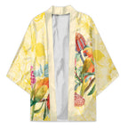 Birds and Floral Aussie Lorikeet Kimono Pastel Yellow - Aussie Hoodie