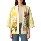 Birds and Floral Aussie Lorikeet Kimono Pastel Yellow - Aussie Hoodie