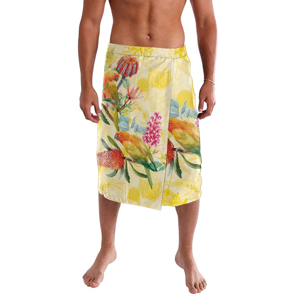 Birds and Floral Aussie Lorikeet Lavalava Pastel Yellow - Aussie Hoodie
