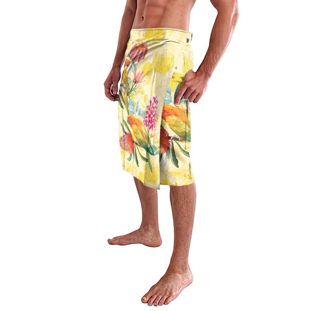 Birds and Floral Aussie Lorikeet Lavalava Pastel Yellow - Aussie Hoodie