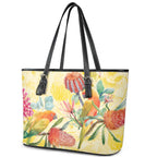 Birds and Floral Aussie Lorikeet Leather Tote Bag Pastel Yellow - Aussie Hoodie