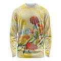 Birds and Floral Aussie Lorikeet Long Sleeve Shirt Pastel Yellow - Aussie Hoodie