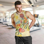 Birds and Floral Aussie Lorikeet Men Tank Top Pastel Yellow - Aussie Hoodie