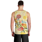 Birds and Floral Aussie Lorikeet Men Tank Top Pastel Yellow - Aussie Hoodie