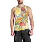 Birds and Floral Aussie Lorikeet Men Tank Top Pastel Yellow - Aussie Hoodie